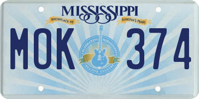 MS license plate MOK374