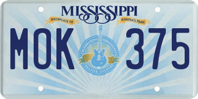 MS license plate MOK375