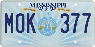 MS license plate MOK377