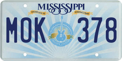 MS license plate MOK378