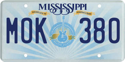 MS license plate MOK380
