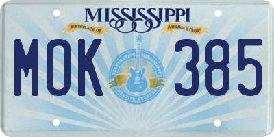 MS license plate MOK385