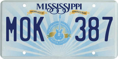 MS license plate MOK387