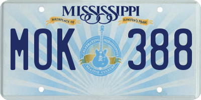 MS license plate MOK388