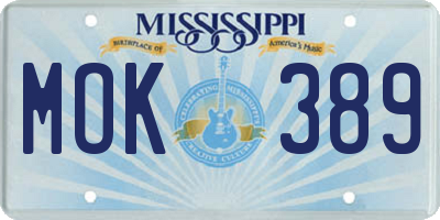 MS license plate MOK389