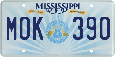 MS license plate MOK390
