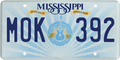 MS license plate MOK392