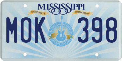 MS license plate MOK398