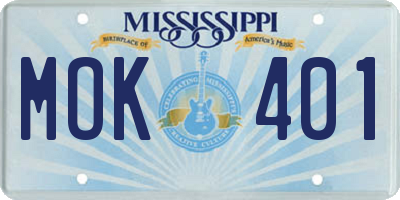 MS license plate MOK401