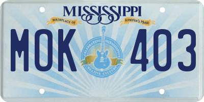 MS license plate MOK403