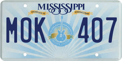 MS license plate MOK407