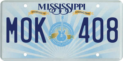 MS license plate MOK408
