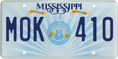 MS license plate MOK410
