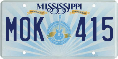 MS license plate MOK415