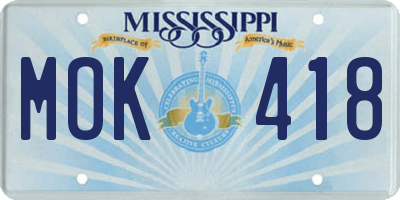 MS license plate MOK418