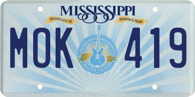 MS license plate MOK419