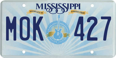 MS license plate MOK427
