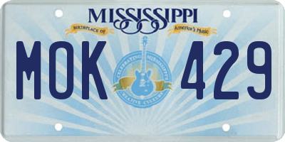 MS license plate MOK429