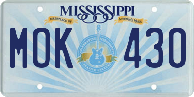 MS license plate MOK430