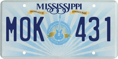 MS license plate MOK431