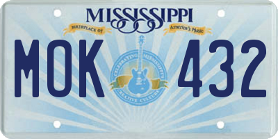 MS license plate MOK432