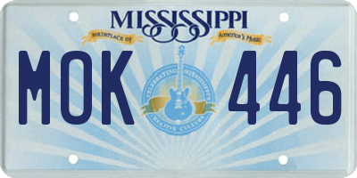 MS license plate MOK446