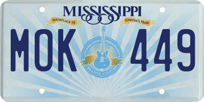 MS license plate MOK449