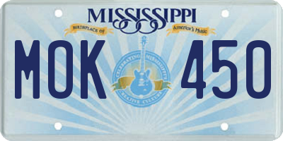 MS license plate MOK450