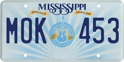 MS license plate MOK453