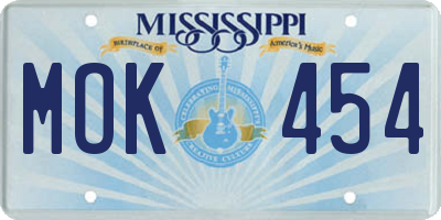 MS license plate MOK454