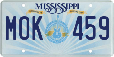 MS license plate MOK459