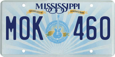 MS license plate MOK460