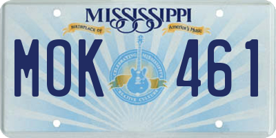 MS license plate MOK461