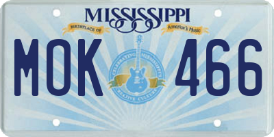 MS license plate MOK466