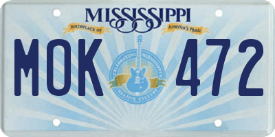 MS license plate MOK472