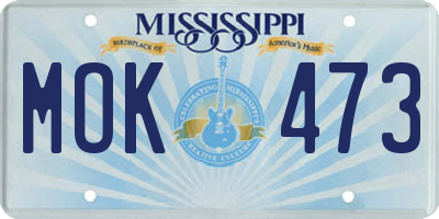 MS license plate MOK473