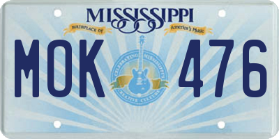 MS license plate MOK476