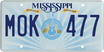MS license plate MOK477
