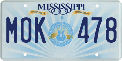 MS license plate MOK478
