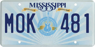 MS license plate MOK481