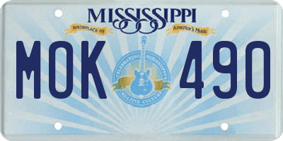 MS license plate MOK490