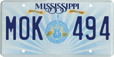 MS license plate MOK494