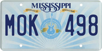 MS license plate MOK498
