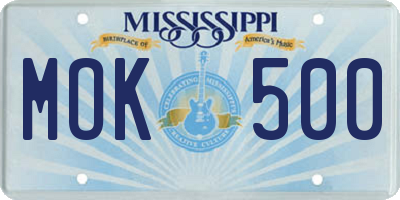 MS license plate MOK500