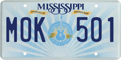 MS license plate MOK501