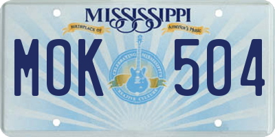 MS license plate MOK504