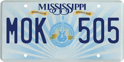 MS license plate MOK505