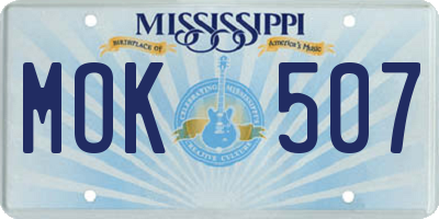 MS license plate MOK507