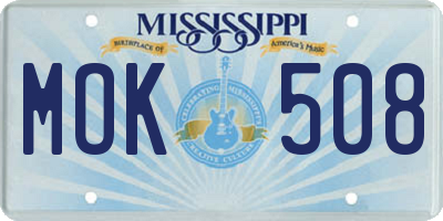MS license plate MOK508