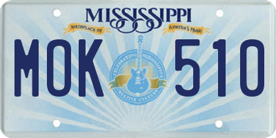 MS license plate MOK510